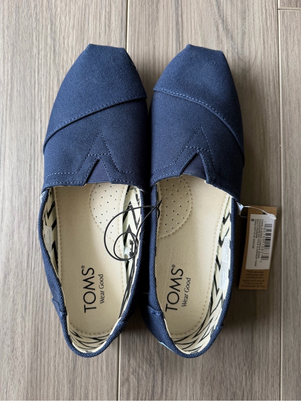 Ladies Toms Navy Blue Canvas Slip-On Flats